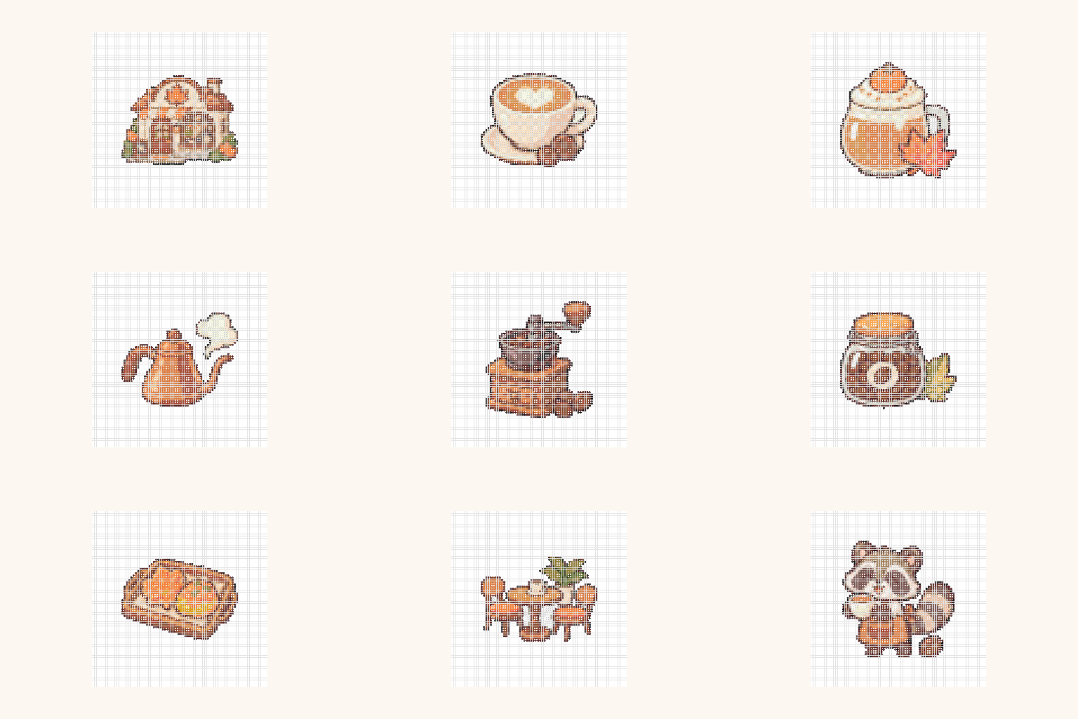 Autumn Café — Mini Bead Pattern Pack (9 Designs) cover art