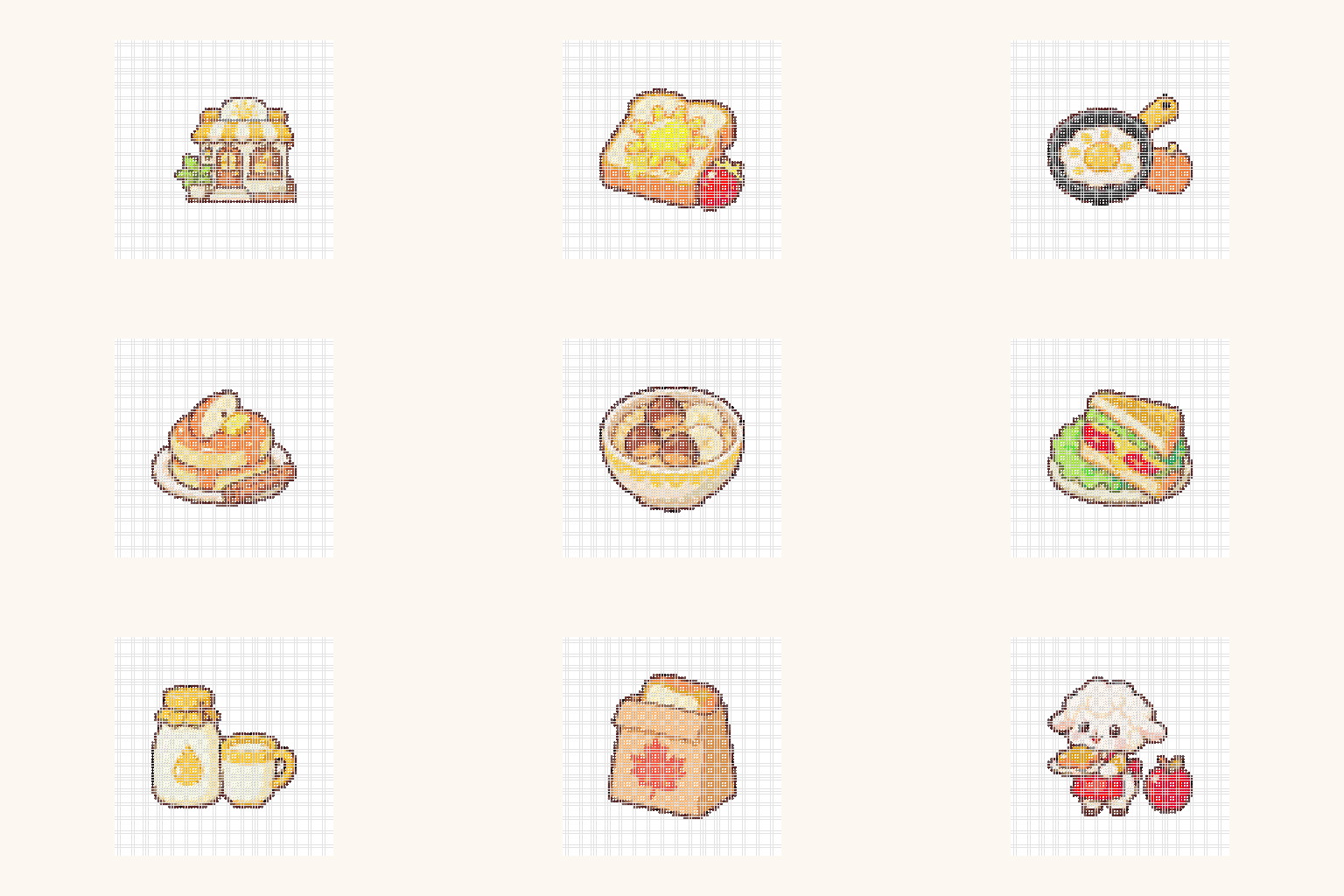 Autumn Breakfast Stall — Mini Bead Pattern Pack (9 Designs) cover art