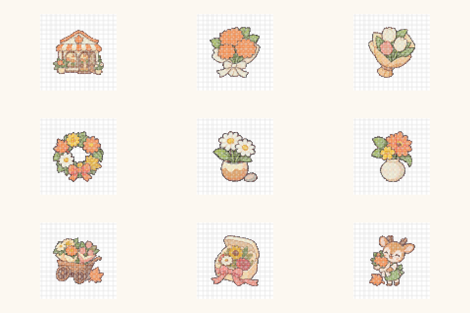 Autumn Flower Shop — Mini Bead Pattern Pack (9 Designs) cover art
