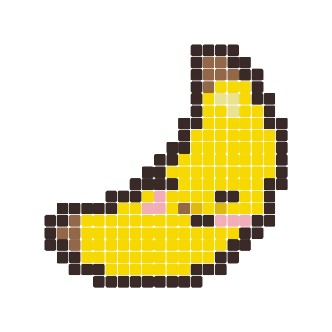 Bügelperlen-Vorlage Banane, 24 × 24 Perlen