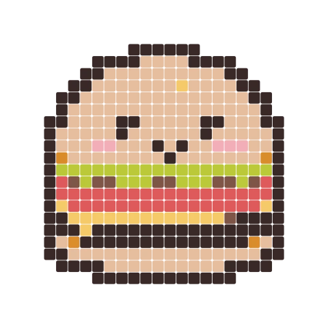 Bügelperlen-Vorlage Burger, 24 × 24 Perlen