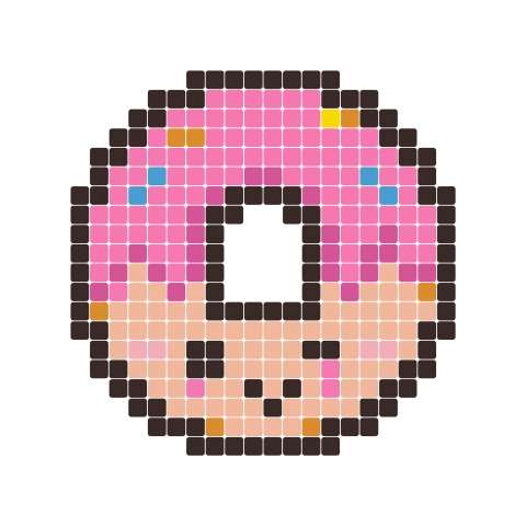 Bügelperlen-Vorlage Donut, 24 × 24 Perlen