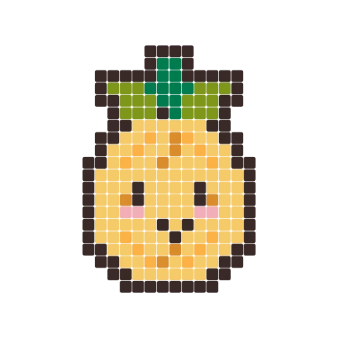 Bügelperlen-Vorlage Ananas, 24 × 24 Perlen