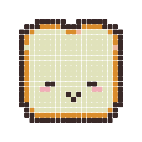 Bügelperlen-Vorlage Toast, 24 × 24 Perlen