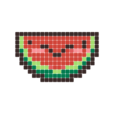 Bügelperlen-Vorlage Wassermelone, 24 × 24 Perlen