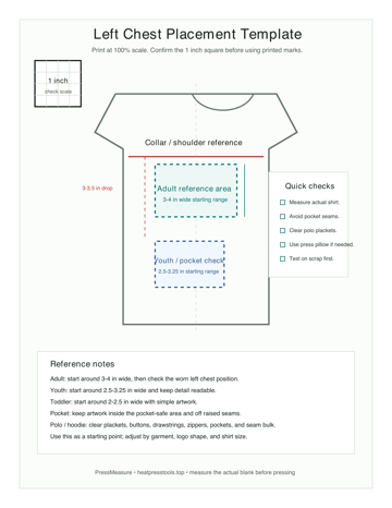 Preview of the left chest placement worksheet PDF