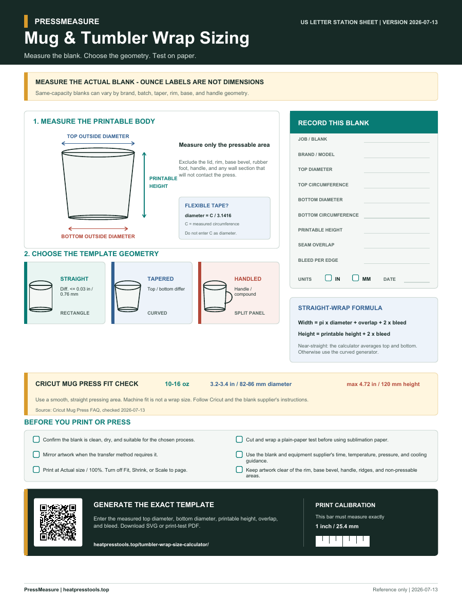 Preview of the US Letter mug and tumbler sizing station sheet PDF