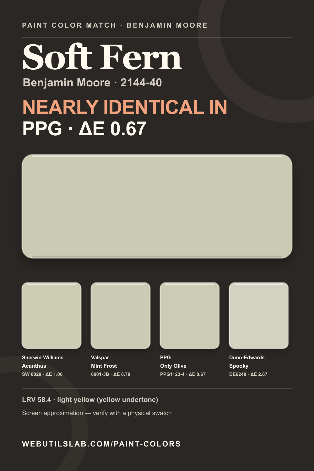 Soft Fern (2144-40) Benjamin Moore swatch with closest matches