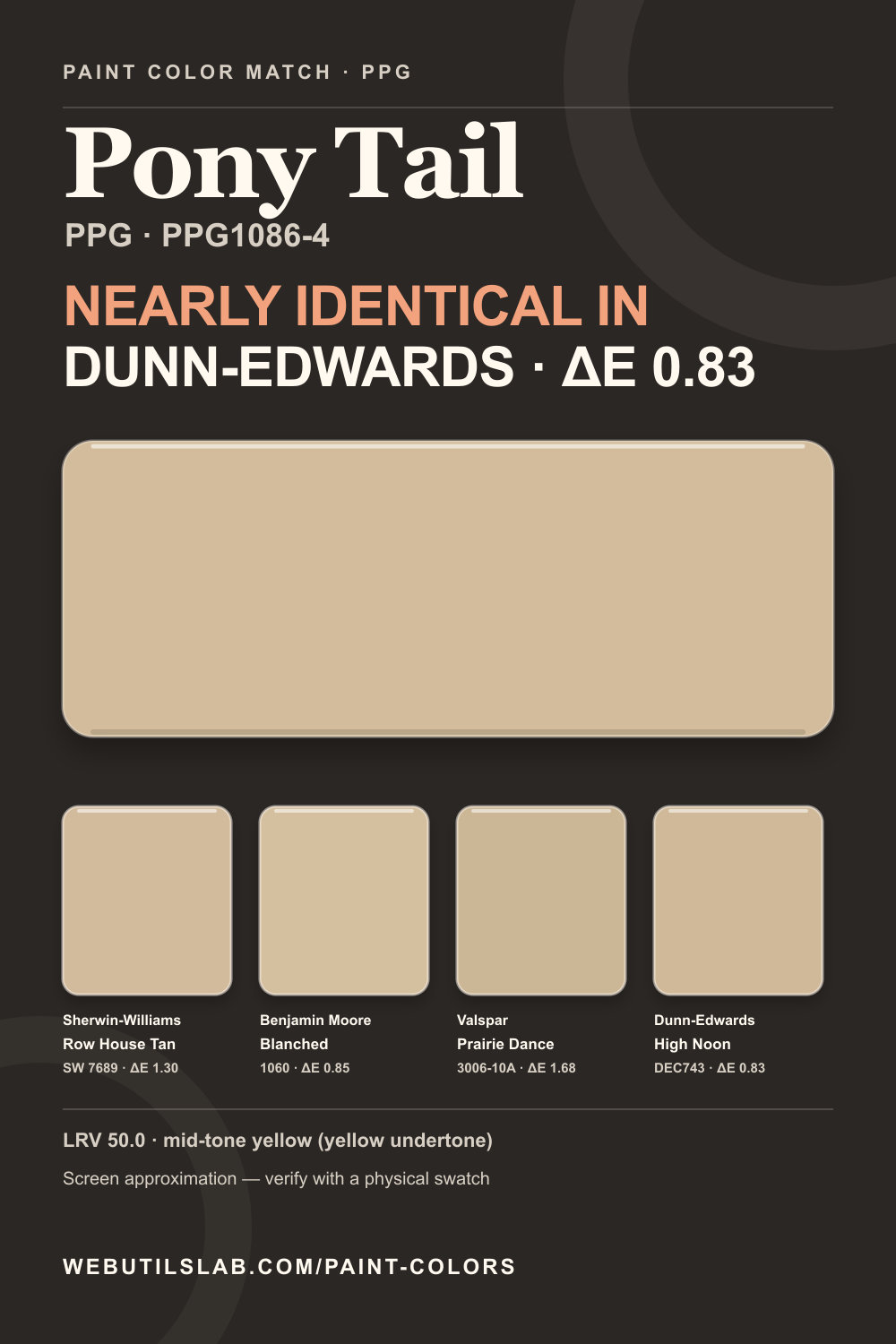 Pony Tail (PPG1086-4) PPG swatch with closest matches